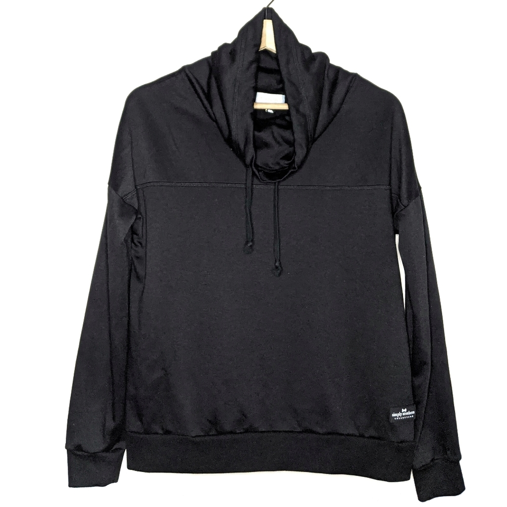 Simply Southern Cowl Neck Sweatshirt Pullover Black Cozy Comfy Small